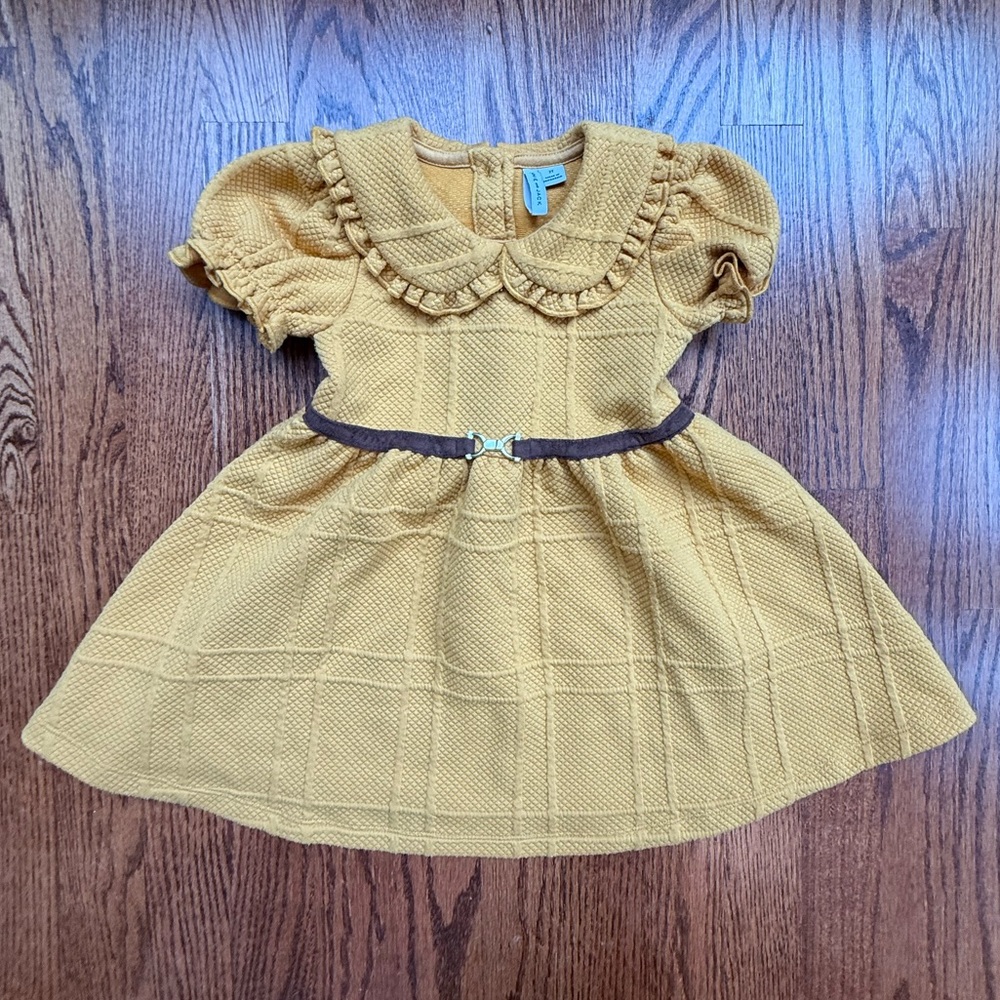Janie and Jack Mustard Equestrian Collared Dress Sz 2 - Picture 1 of 10